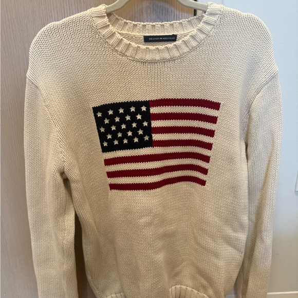 Brandy Melville Sweaters - Brandy Melville Cream Sweater with American Flag